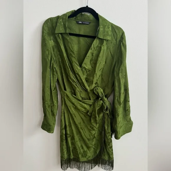 Zara Green Wrap Mini Dress - Picture 1 of 1